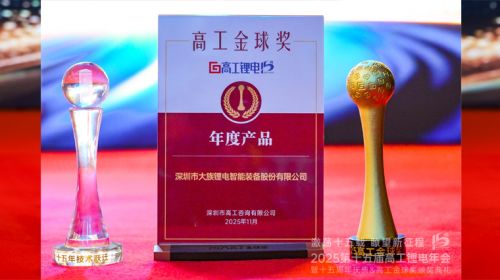 雙獎加冕！大族鋰電榮膺高工鋰電“十五年技術躍遷獎”和“年度產品”金球獎